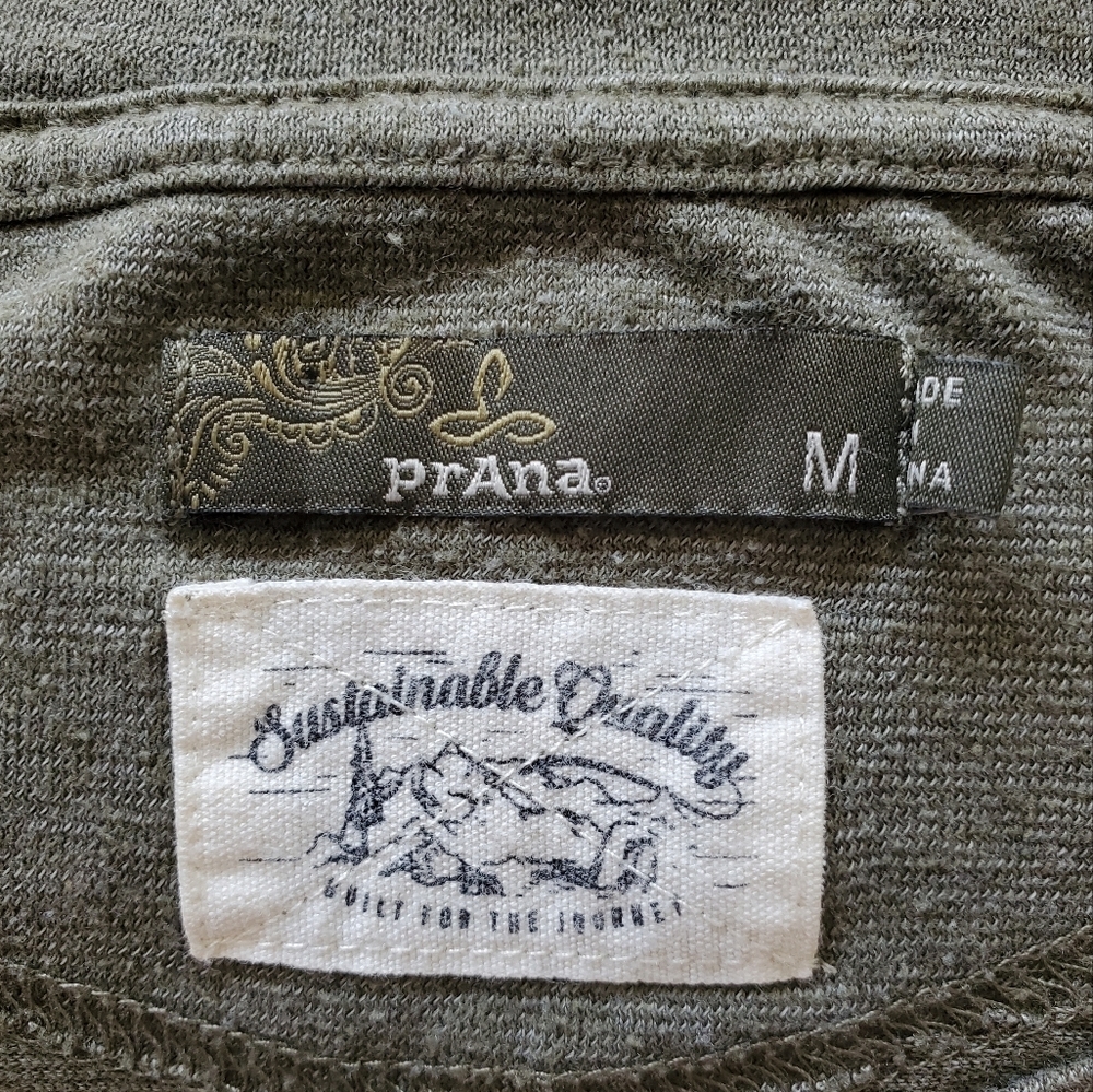 Prana Army Green Knit Top Size Medium - Picture 4 of 5